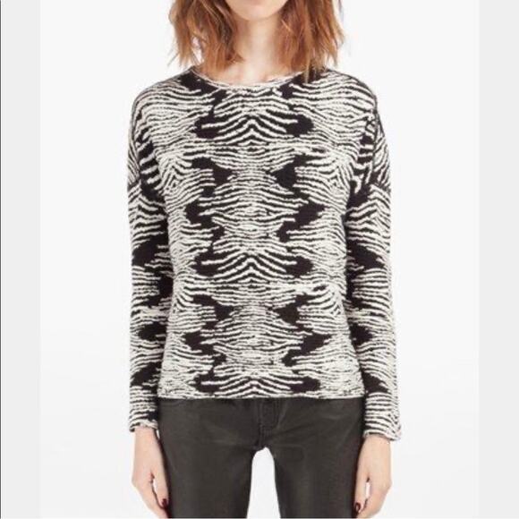 Maje Cotton Wool Blend
Pullover Sweater Size 1/Small Abstract Zebra Textured - Picture 1 of 10